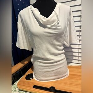 Nordstrom White Cowl Neck Blouse